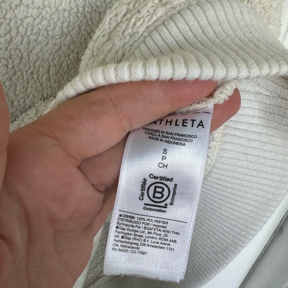 Athleta womens Tugga Sherpa zip up Jacket Natural Ivory Off White size small - Picture 8 of 9
